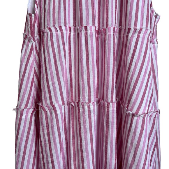 Free People Pink Stripe Tiered Short Sleeve Maxi Dress Size XS - Picture 7 of 15